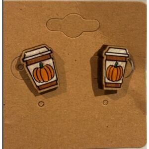 Handcrafted Pumpkin Latte Earring   Stainless Steel backing